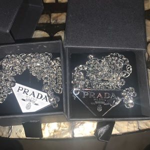 Prada necklace white and black tags adjustable